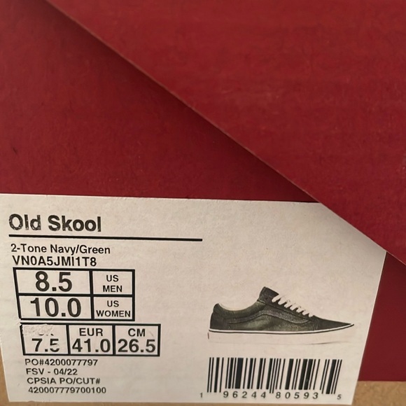 Vans Two Tone Old Skool 8.5 Navy Green Shoes (VN0A5JMI1T8) - Picture 6 of 6